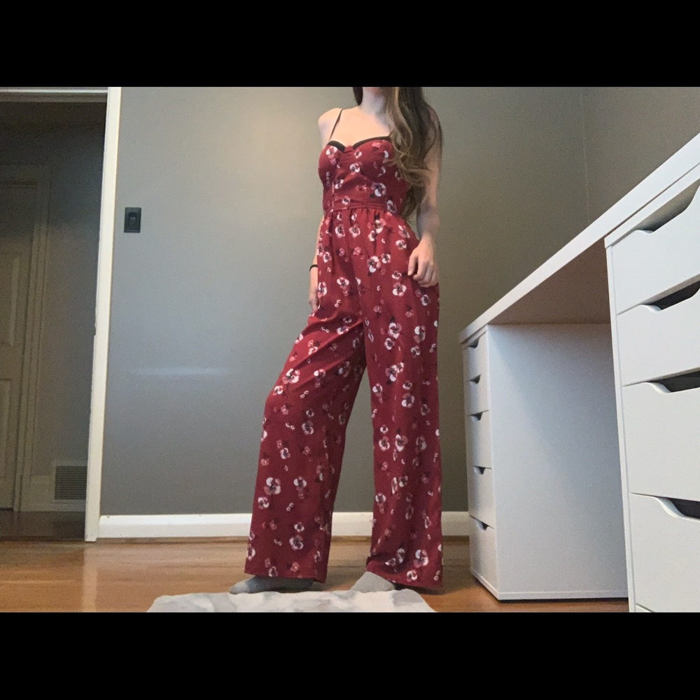 Floral Red Jumpsuit